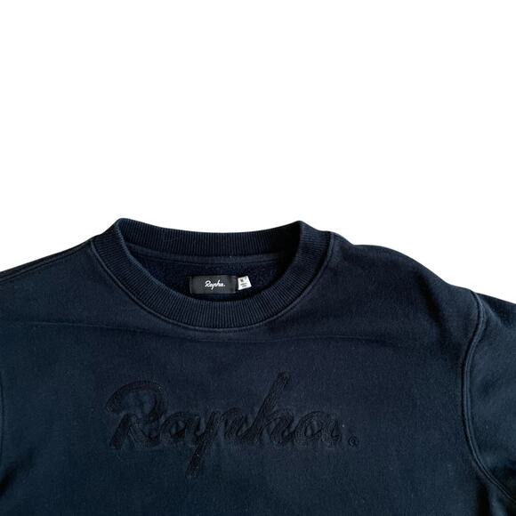 Rapha Chain Stitch Crew Neck Cotton Logo Sweatshirt Black Men's Medium - Picture 3 of 16
